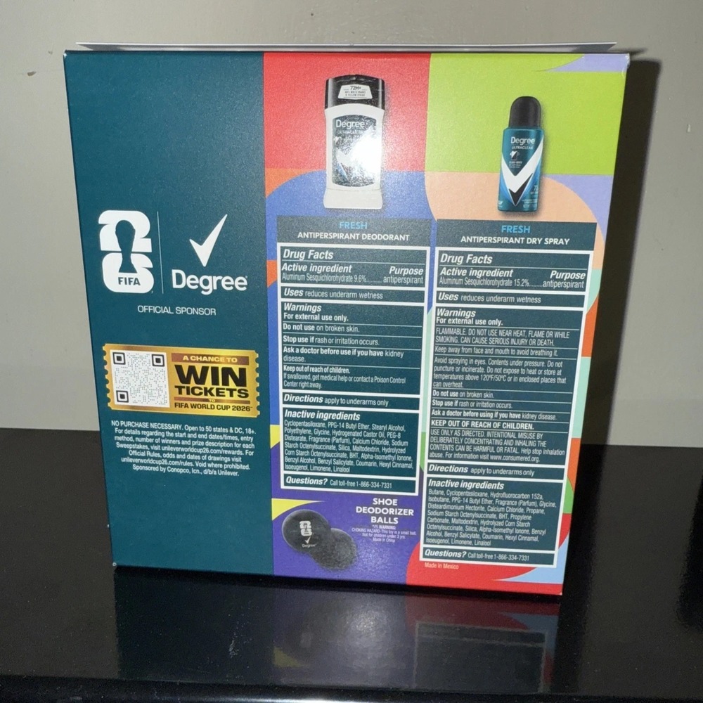 Degree Men UltraClear FIFA Gift Set Antiperspirant Deodorant Stick & Dry Spray + - Picture 2 of 2
